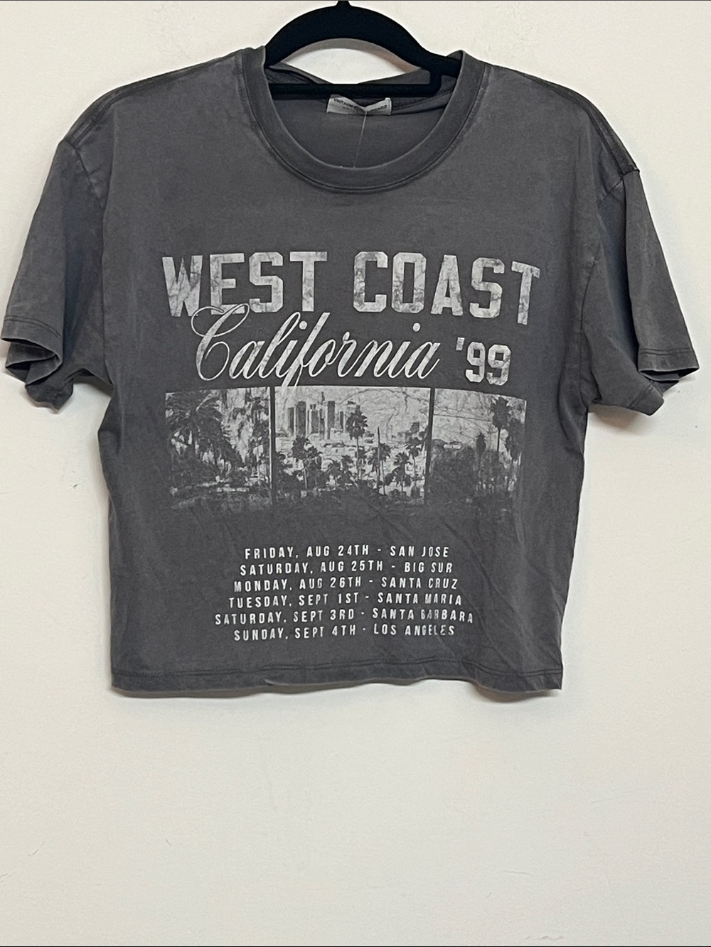 🌞  Vintage Threadz West Coast California '99 Graphic Tee Gray  loose fit women S
